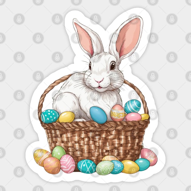 Easter Bunny in a Basket Sticker by Mey Designs